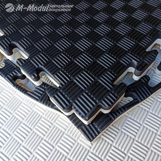 Мягкий модульный пол двухсторонний 100x100 см, толщина 2 см, Цвет Черно-белый, Толщина модуля 20 мм. фото 1