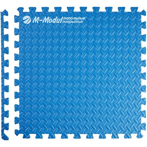 Мягкий пол универсальный 60x60 см, толщина 1 см, тиснение лист, Цвет Синий, Толщина модуля 10 мм. фото 1