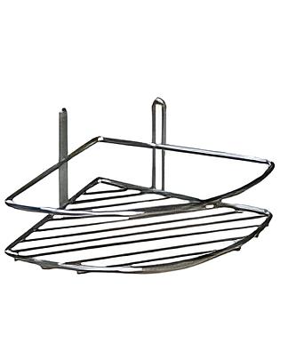 Полка для ванной комнаты угловая, 1-ярусная, овал, 2 прута, хром Опт фото 1