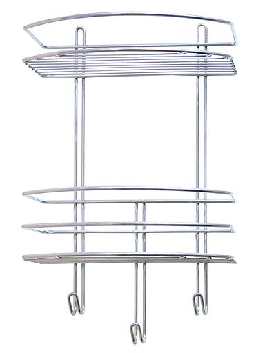 Полка для ванной комнаты «Консулл», 2-ярусная, с крючками, овал, 250х150х385 мм хром, арт. 48901-2 Опт фото 1