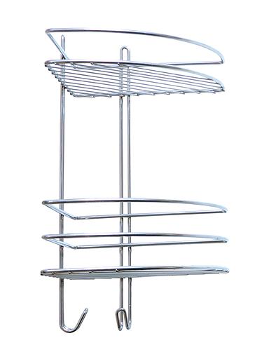 Полка для ванной комнаты «Консулл», 2-ярусная, угловая, с крючками, 200х200х350 мм, хром, арт. 48991-2 Опт фото 1