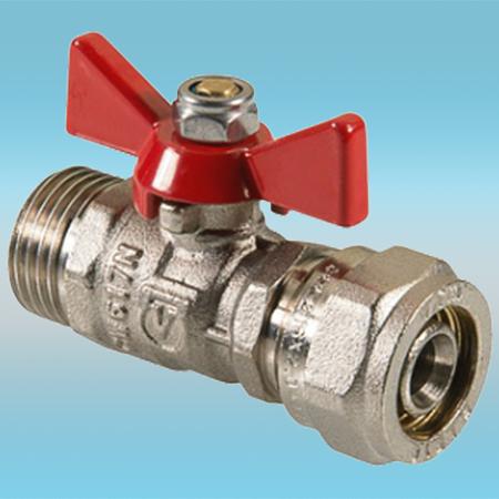 Кран шаровый обжимной с переходом на нар.р. ø 26х1 фото 1