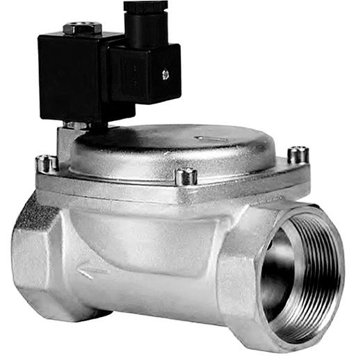 Клапан электромагнитный нержавеющий, обратного действия, нормально закрытый, DN40 (1-1/2"), PN16, 220AC фото 1