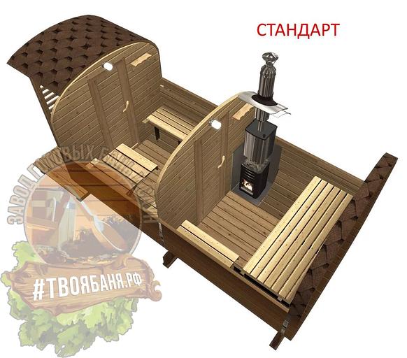 Бенч баня-бочка Кедр 4м фото 1