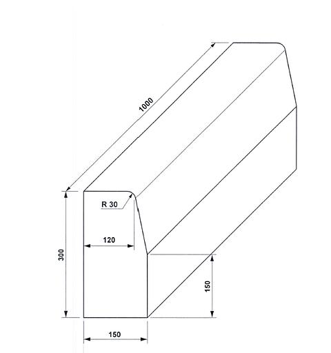 Бордюрный камень дорожный 300×150×1000 мм фото 2