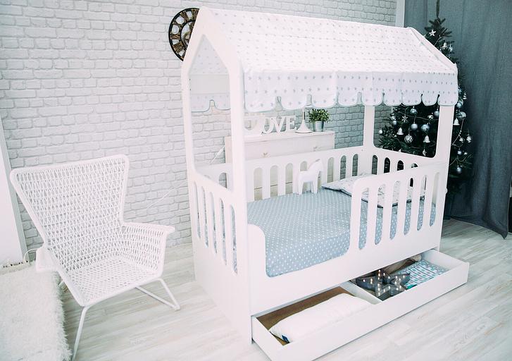 Кровать-домик с ящиком ЛДСП ОПТ фото 6