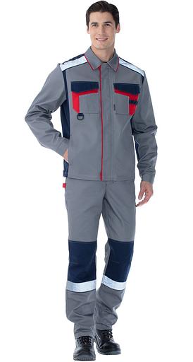 Костюм мужской «Барит», серый с синей и красной отделкой ОПТ фото 2