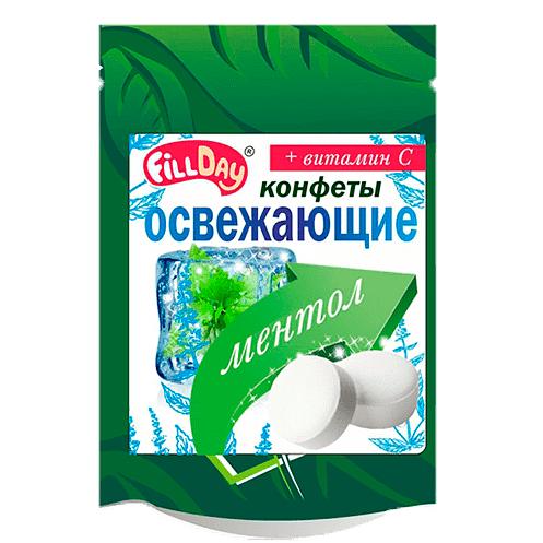 Освежающие конфеты «FillDay» с ментолом и витамином С, дой-пак 20 г ОПТ фото 1