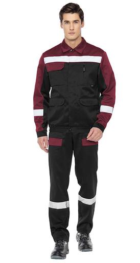 Костюм «Спецус» черный с бордовой отделкой ОПТ фото 1