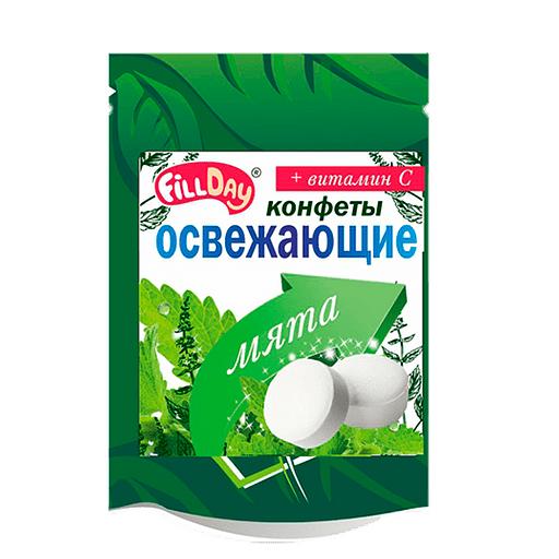 Освежающие конфеты «FillDay» с мятой и витамином С, дой-пак 20 г ОПТ фото 1