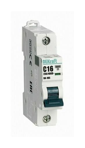 Выключатель автоматический ВА105 1P кривая C 6A 10кА (13151DEK) фото 1