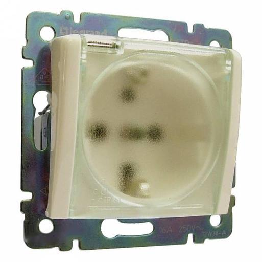 VALENA Розетка с заземлением со шторками с крышкой в рамку слоновая кость фото 1