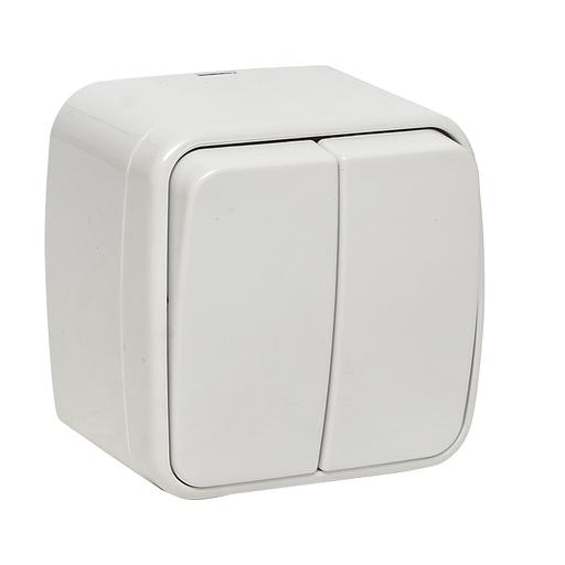 Выключатель Минск двухклавишный ОП 10А белый Basic фото 1