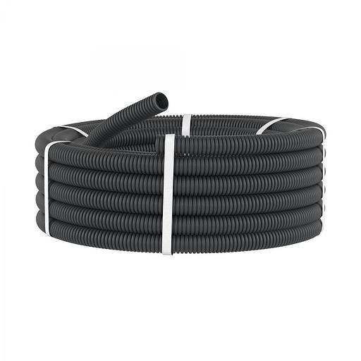 Труба гофрированная ПНД 16мм с протяжкой легкая черная 100м фото 1