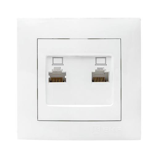 Валенсия розетка компьютерная RJ-45 2-местная белая EKF PROxima (EWK02-035-10) фото 1