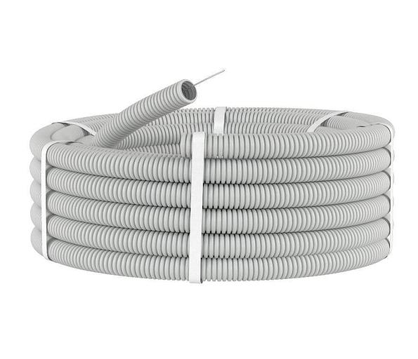 Труба гофрированная ПВХ 20 мм с протяжкой легкая серая (100м) фото 1