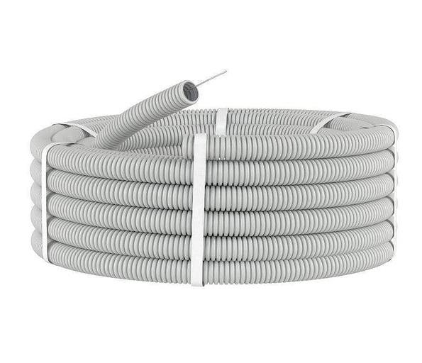 Труба гофрированная ПВХ 16 мм с протяжкой легкая серая (100м) фото 1