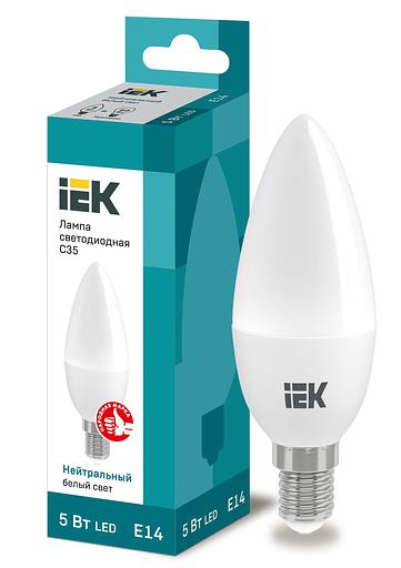 Лампа светодиодная LED 5вт E14 белый матовая свеча ECO фото 1