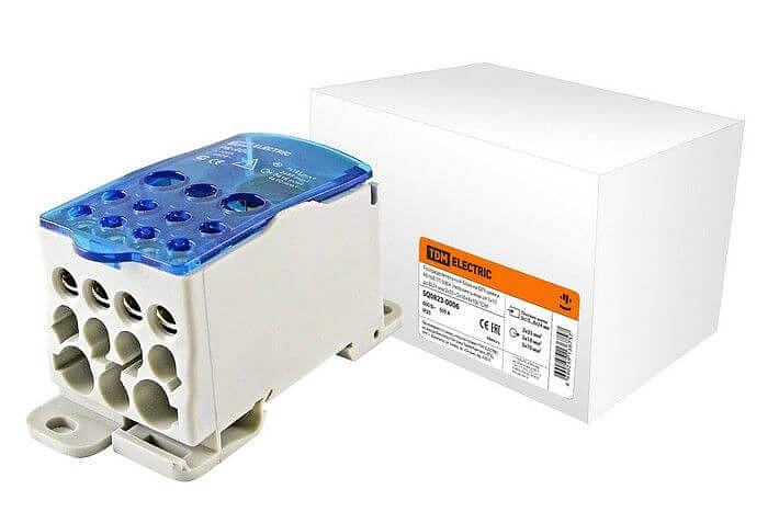 Распределительный блок на DIN-рейку РБ-500 однополюсный 500А (плоские шины от 3х15 до 8х24 мм/2x35+5x16+4x10) (SQ0823-0006) фото 1