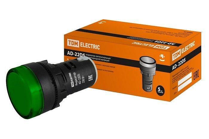 Лампа AD-22DS(LED)матрица d22мм зеленый 230В фото 1