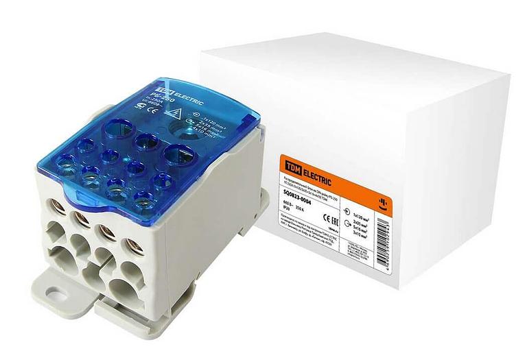 Распределительный блок на DIN-рейку РБ-250 однополюсный 250А (1х120/2x35+5x16+4x10) (SQ0823-0004) фото 1