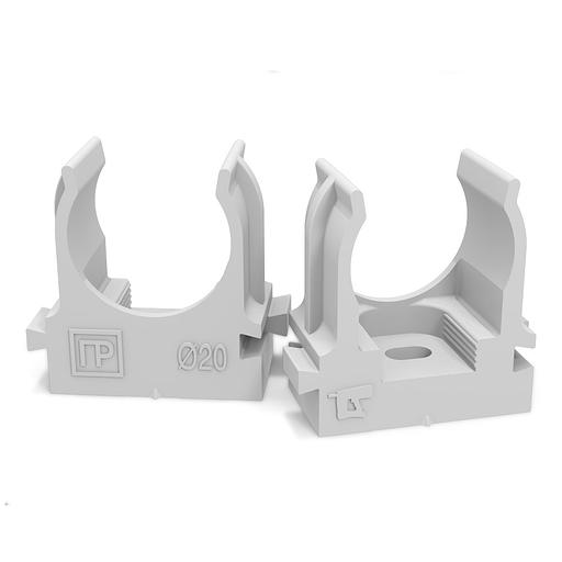 Крепеж-клипса для труб для монтажного пистолета серая в полиэтиленовом пакете д20 (PR13.0120) фото 1