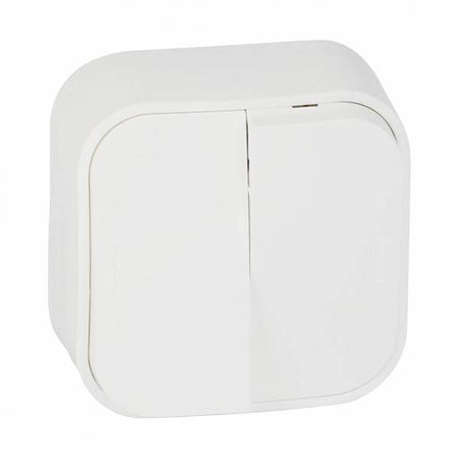 Quteo Выключатель двухклавишный наружный белый 10А фото 1