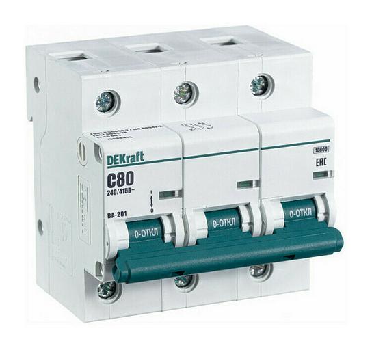 Выключатель автоматический трехполюсный 125А C ВА-201 10кА фото 1