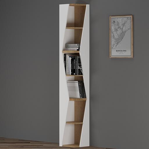 Стеллаж угловой «Астион» 2100×316×316 белый / дуб бунратти опт фото 1