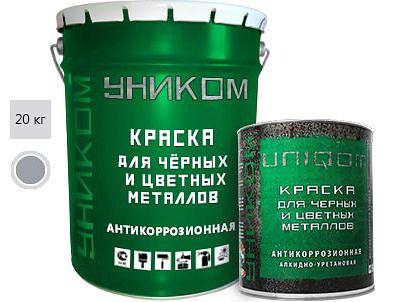 UNICOM paint for ferrous and non-ferrous metals 2 in 1, container 20 kg, gray color фото 1