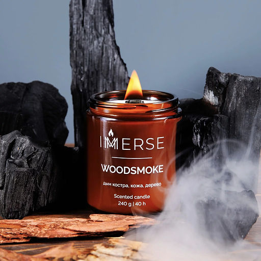 Ароматическая свеча Immerse «WoodSmoke» 240 мл ОПТ фото 1