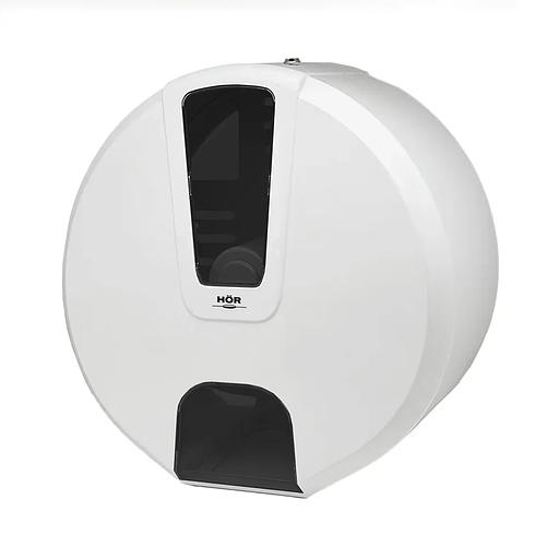 Диспенсер туалетной бумаги N1 «Бизнес» корпус белый, стекло прозрачное черное HOR-21113303 опт фото 1