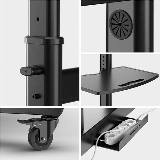 ONKRON TS1891 стойка для телевизора с кронштейном 50"-90", мобильная, чёрная фото 7