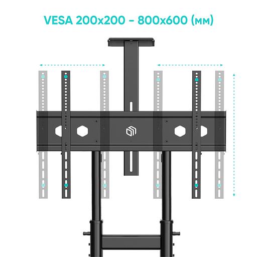 ONKRON TS1891 стойка для телевизора с кронштейном 50"-90", мобильная, чёрная фото 9