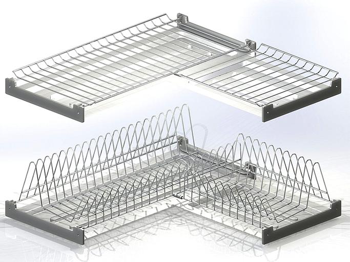 Набор посудосушителя в угловую полку 600х600мм ХРОМ 251 фото 1
