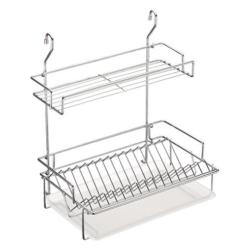 Сушка для посуды навесная двухярусная (396х276х465мм), хром фото 1