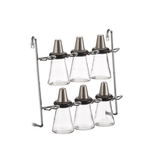 Полка с емкостями для специй из 6 шт (230х113х240мм), хром фото 1