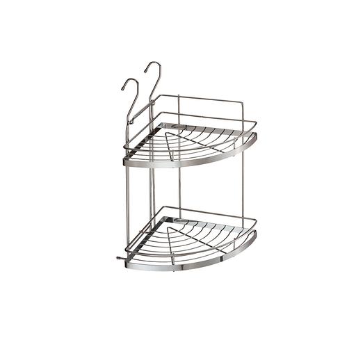 Полка угловая 2-х ярусная малая (230х230х480мм), хром фото 1