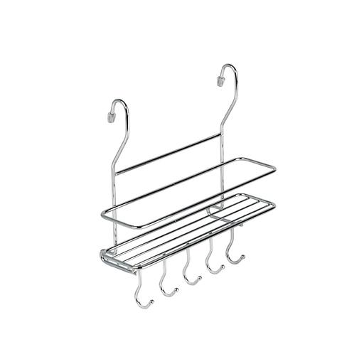 Полка на рейлинг малая с крючками (260х100х268мм), хром фото 1