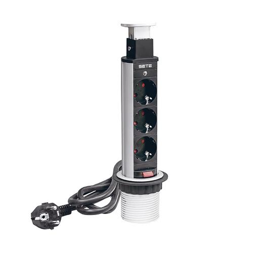 SETE Удлинитель настольный выдвижной, 230V, 60mm, серый, SPO-3G фото 1