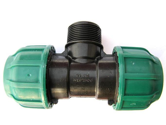 Тройник ПНД 25x1/2x25 с наружной резьбой компрессион. фото 1