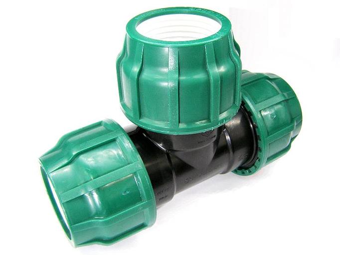 Тройник ПНД 32x32x32 мм компрессион. фото 1