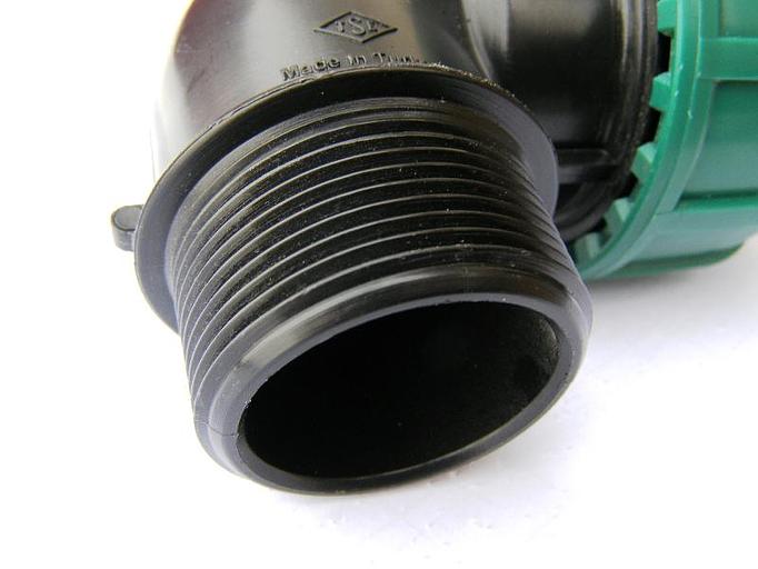 Отвод ПНД 110x4 с наружной резьбой компрессион. фото 2