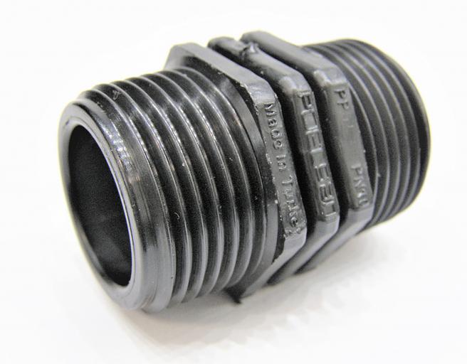 Ниппель ПНД 1 1/4x1 1/4 с наружной резьбой фото 1