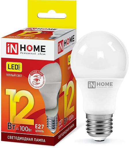 Лампа светодиодная LED-A60-VC 12Вт 230В Е27 3000К 1080Лм IN HOME фото 1