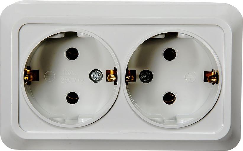 Розетка двойная с заземлением BOLLETO белая накладная 7128 IN HOME фото 1