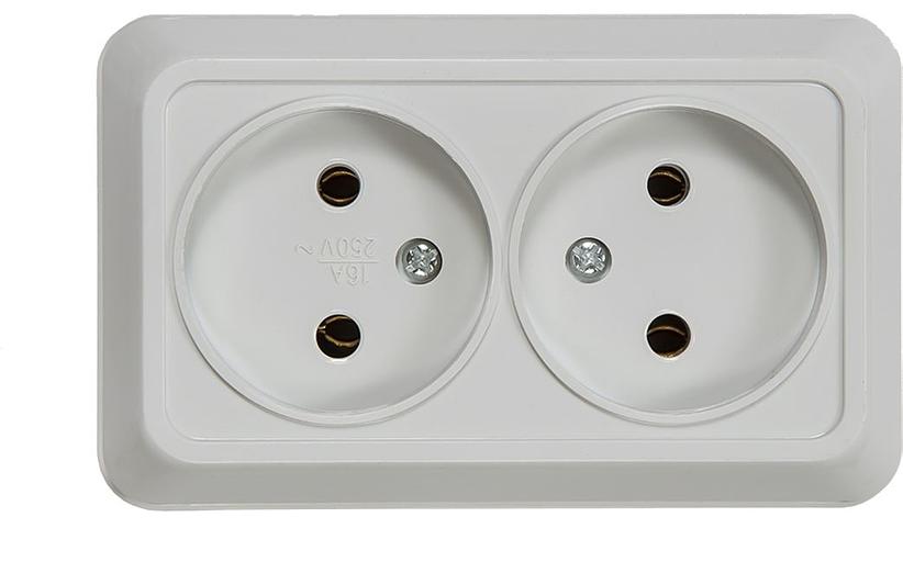 Розетка двойная BOLLETO белая накладная 7102 IN HOME фото 1