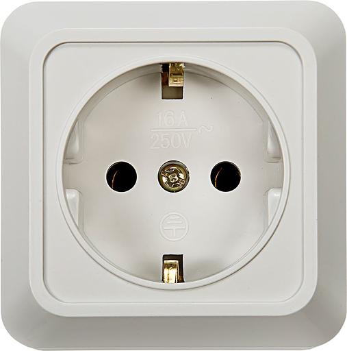 Розетка одинарная с заземлением BOLLETO белая накладная 7028 IN HOME фото 1