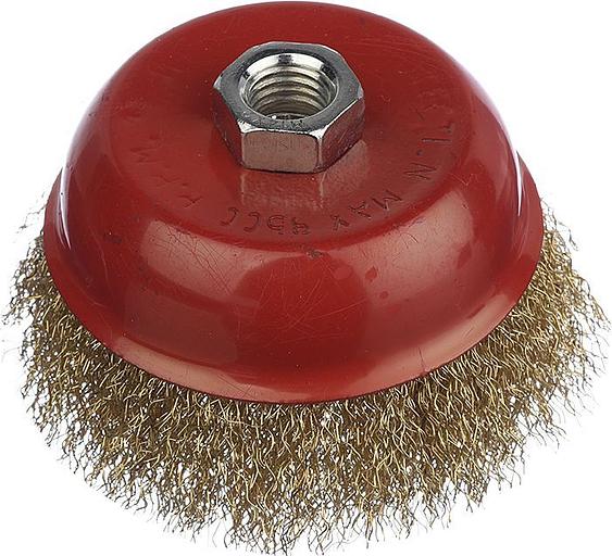 Щетка для УШМ Vertextools чаша латунь 125мм М14 фото 1