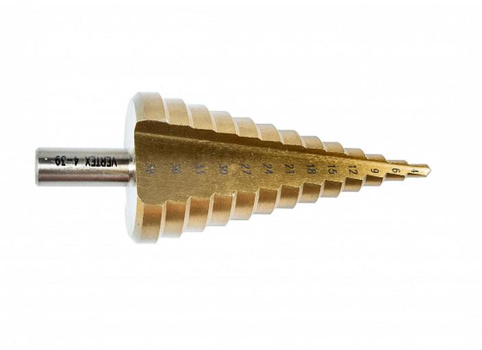 Сверло ступенчатое по металлу Vertextools 4-39мм шаг 3мм фото 1